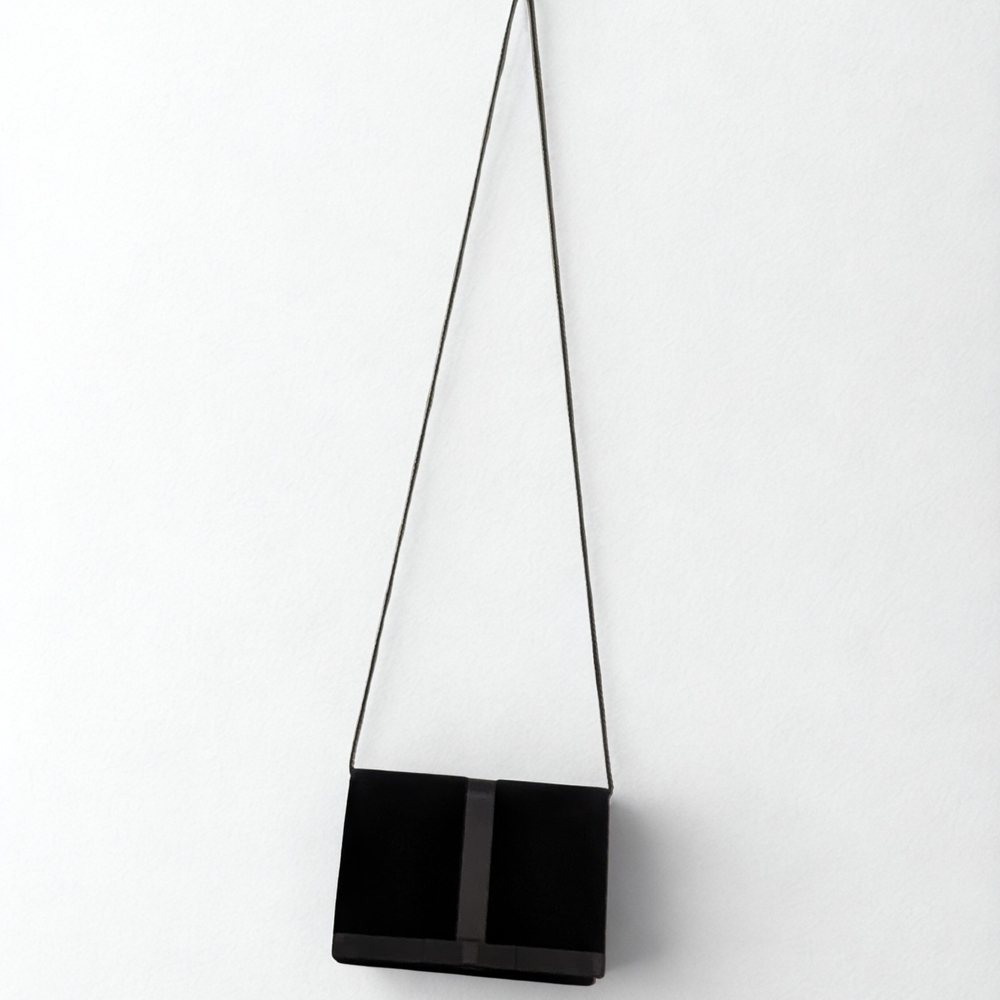 La Regale Black Felt Crossbody Bag